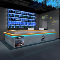 Bistro de luxe et armoire à vin Comptoir de bar de style industriel avec caisse enregistreuse éclairée Personnalisation silencieuse de la réception