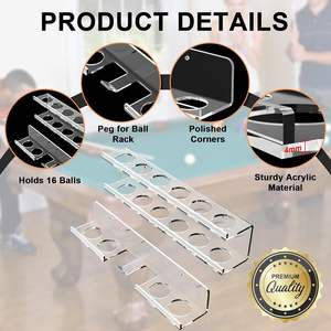 Organisateur mural pour accessoires de billard, pour 16 boules, étagère de rangement en acrylique pour boules de billard - Product Image 2