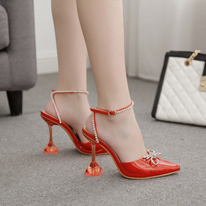 CSS17 cristalli farfalla fibbia IN PVC sandali <span class=keywords><strong>scarpe</strong></span> <span class=keywords><strong>con</strong></span> tacco di vino per le donne - Product Image 4