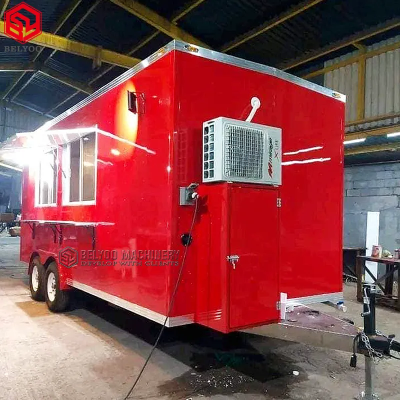 Belyoo CE certificate Mobile Fast Food Van Truck Coffee Carts Food Trailer For Sale Cheese Sandwiches