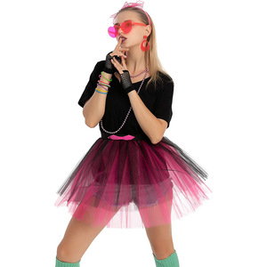 Conjunto de Disfraz de los Años 80 para Mujer, Falda Tutú, Diadema, Gafas, Collar, Accesorios para Disfraz de Halloween o Navidad - Product Image 2