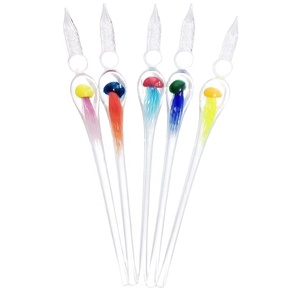 Stylo en verre cristal fait main méduse Figurine Signature écriture <span class=keywords><strong>encre</strong></span> à tremper Murano Art verre filetage plume Technique <span class=keywords><strong>de</strong></span> travail au chalumeau - Product Image 1
