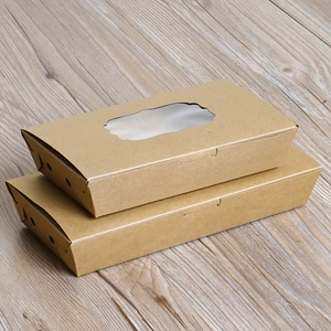 Reusable Sandwich Craft Paper Box with Clear Front Window Sushi Container