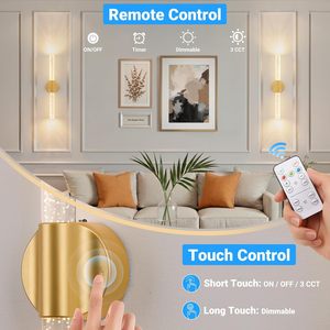 Modern Gold Lamps Home Decor Luxury Rechargeable Magnetic <strong>Wall</strong> Sconces Remote Touch Control 3CCT <strong>Dimmable</strong> Crystal <strong>Wall</strong> <strong>Lights</strong> - Product Image 4