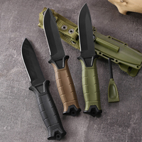 Kit de couteaux de survie multifonctionnels pour la chasse et le bushcraft en plein air avec allume-feu intégré et pierre à aiguiser, couteau tactique portable de survie