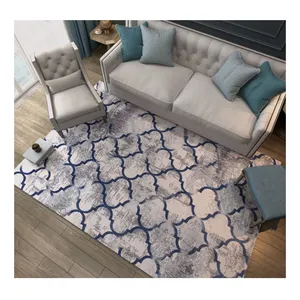 Cindy-alfombras de área moderna para sala de estar, diseño geométrico gris y azul, Quatrefoil, de lujo