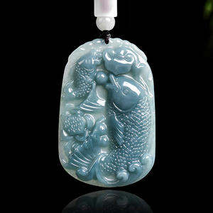 Pendentif en jadéite naturelle, style chinois, design original, avec certificat d'évaluation, DW107 - Product Image 1