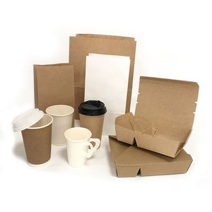 Cheap Price Recyclable Kraft Brown Paper <b>Bags</b> with Handles for Pizza Sushi Salad and Coffee Food Packaging - Product Image 6