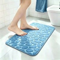 3D Weiche Kopfsteinpflaster-Optik Coral Fleece Badematten Rutschfeste Badezimmer-Bodenteppiche für Waschbecken Badewanne Fußmatte Zuhause Dusche