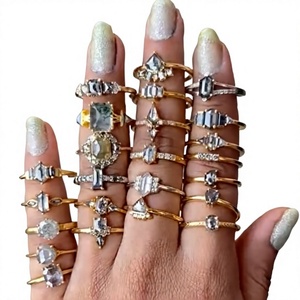 Anillos de Diamantes Naturales Marrones RCK Global, Anillos de Boda con Diamantes Grises en Corte Rosa, Chapados en Oro Sólido de 10K, 14K y 18K - Product Image 3