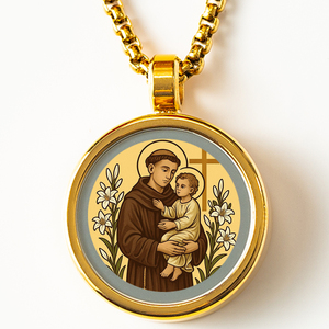 Giveluck 3D Cameo St. Anthony của padua Mặt dây chuyền tùy chỉnh bị mất mục người bảo trợ Saint huy chương với con Jesus & lily biểu tượng - Product Image 1