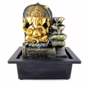 Meditasyon kapalı masaüstü su çeşmesi şelale dekoratif su özelliği Hindu tanrı Ganesha su çeşmesi