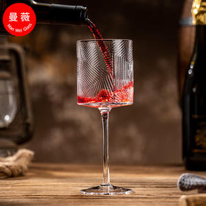 מפעל וינטג חתונה ישר מרובע כוסות יין מרובעים להגדיר חוט ורוד ורוד פסים גליליים - Product Image 3