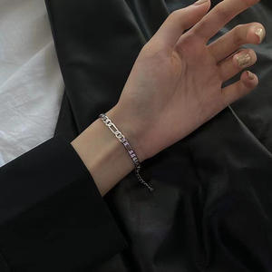 Trendy Plated Silver <b>Men</b> Hip Hop Minimalist Niche Design <b>Adjustable</b> Streetwear Cuff <b>Bracelet</b> Ornaments Gift for Boys and Teens - Product Image 2