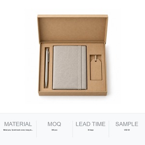 Customizable <b>Stationery</b> Set Welcome Kit <b>Gift</b> Box with Metal Pen Kraft Book Cover Hang Tag for Corporate Onboarding - Product Image 6