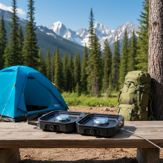Factory Direct Price Portable Dual-Burner Metal Outdoor Gas Stove with Butane Fuel Windproof Design Easy Clean
