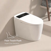 WC intelligent allongé en céramique certifié CE, chauffage instantané, capteur de pied, double chasse d'eau, 220V, à poser au sol, siphon en P/S, 300/400mm