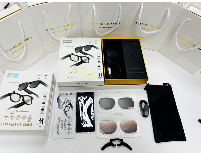 AIMB-G1 High Quality AI Smart Glasses 800W Camera 1080P IPX5 Magnetic Charging AI Translation Speaker AI Smart Glasses