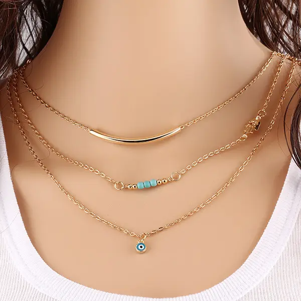 Europe and America multi-layer triangle accessories necklace sweater clavicle chain jewelry necklace