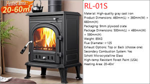 Chimenea Moderna Independiente Compacta de Hierro Fundido de 20-40 Pulgadas con Vidrio Schott y Pintura US Forest para Salas de Estar, Hoteles y Villas - Product Image 2