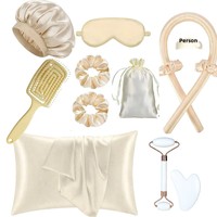 Ensemble cadeau de 13 pièces : Bigoudis sans chaleur en satin, taie d'oreiller en soie, bonnet de nuit, masque pour les yeux, kit de soins capillaires OEM ODM