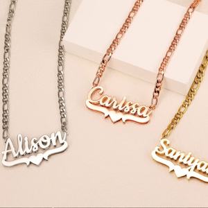 Collar con Colgante de Nombre Personalizado en Acero Inoxidable de Lujo, Color Dorado Claro de 14k, Resistente al Deslustre, para Hombre y Mujer - Product Image 2