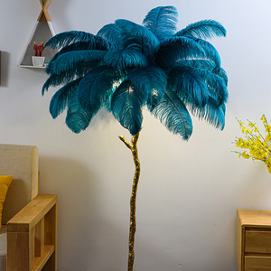 Lampe sur pied décoration chambre plume d'autruche <span class=keywords><strong>lampadaire</strong></span> pilier en résine branche d'or panache blanc lampadaires - Product Image 6