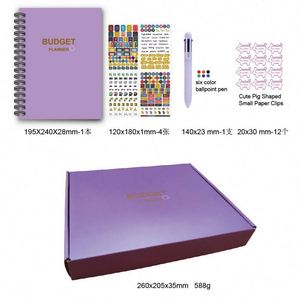 Promotional Leather Spiral <b>Notebook</b> <b>Set</b> Monthly Financial Planner Stickers A5 Size for English Budgeting Organization - Product Image 6