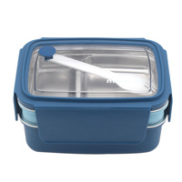 Boîte à lunch bento sans BPA, 2 compartiments, 43 oz, étanche, compatible micro-ondes, pour enfants, étudiants, école