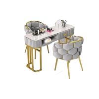 Bureau de Manucure Luxe et Moderne à Deux Places, Table à Ongles Économique, Ensemble Chaise et Table Simple, Double ou Triple pour Manucure, en Fer Métal Durable