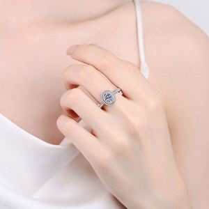 Women's 925 <b>Silver</b> Jewelry <b>Set</b> Oval Cut Zircon Ring Earrings <b>Necklace</b> Wedding Bridal Party Rhodium Plated Classic Style - Product Image 5