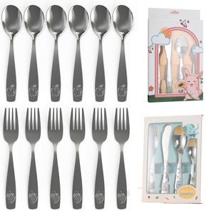 Ensemble de <span class=keywords><strong>couverts</strong></span> pour enfants en acier inoxydable résistant à la rouille, <span class=keywords><strong>6</strong></span> pièces, <span class=keywords><strong>couverts</strong></span> de camping sûrs pour les tout-petits - Product Image 1