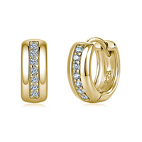 Boucles d'oreilles créoles Huggie en argent sterling 925 plaqué or, serties de moissanite, testées au diamant, pour femme, usage quotidien