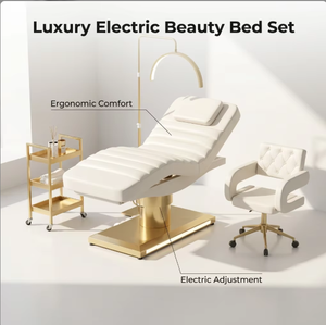 Luxury <b>Electric</b> Beauty Bed Set Professional Aesthetic Salon Furniture High-End Facial Treatment <b>Table</b> with Chair & Trolley - Product Image 1