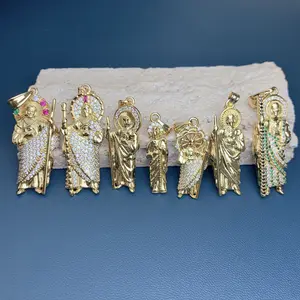 工厂Diy饰品配件精致铜锆石吊坠声明圣裘德玛丽项链吊坠耶稣信徒礼品