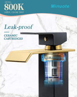 Robinet de lavabo doré brossé salle de bain mélangeur de bain robinet d'évier cascade