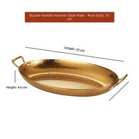 Assiette ovale de luxe en acier inoxydable 304, écologique et durable, martelée, pour steak, idéale pour restaurants, hôtels et événements.