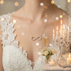 14K Or Massif Classique Infinity Charm Light Collier Fine Bijoux de Mariage avec Zircon pour les Femmes Fait à la Main en Turquie - Product Image 3