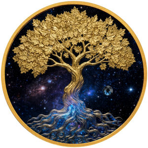 Pohon Kehidupan paduan seng 24 K koin Token berlapis emas dengan batu berlian kristal untuk promosi bisnis dan koleksi suvenir - Product Image 1