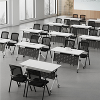 Bureaux pliants commerciaux modernes en bois écologique, vente directe d'usine, avec roulettes, tables de formation multifonctionnelles pour le bureau