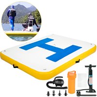 Plateforme de baignade gonflable RIDEWAVE en PVC Drop Stitch avec aspect teck, quai flottant avec échelle, capacité 100-500 kg, taille/couleur personnalisable