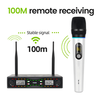 Système de microphone sans fil UHF professionnel double micros cardioïdes XLR rechargeables signal stable pour karaoké, scène et DJ