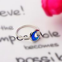 Bague en opale bleue argentée en forme de spirale |   Bague de mode moderne et audacieuse