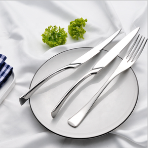 Hiện đại thép không gỉ <span class=keywords><strong>Flatware</strong></span> thiết lập dao kéo Bạc Bộ đồ ăn bao gồm mới lạ dĩa muỗng kim loại ăn uống nhà hàng khách sạn - Product Image 2