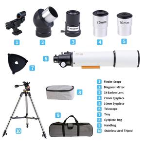 Professionele Astronomische Refractor Telescoop 80Mm Diafragma <span class=keywords><strong>500Mm</strong></span> Brandpuntsafstand Aluminiumlegering 45 Correct Beeld Prisma 80500 - Product Image 2