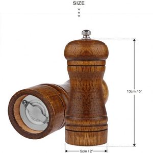 Moulins à poivre et à épices en bois massif avec rotor en céramique réglable de 5 et 8 pouces - Product Image 4