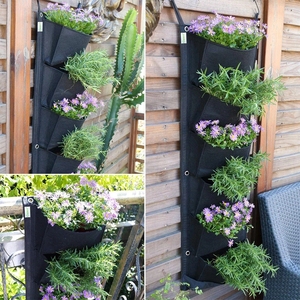 New 6 Pocket Vertical Growing Planting Bag Felt Wall Hanging Flower <b>Vegetable</b> Growing Container Outdoor Indoor Garden <b>Planter</b> - Product Image 2