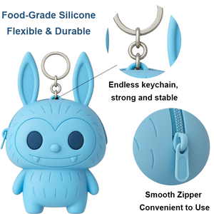Cute <b>IP</b> Design Silicone Coin Purse Keychain Soft Waterproof Zipper Coin Pouch Cartoon Mini Keychain Wallet for Kids & Girls - Product Image 6