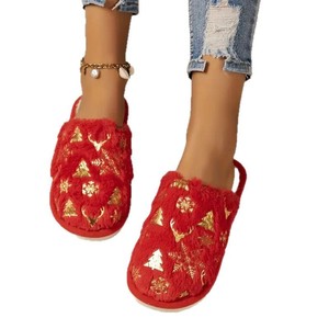 Christmas Cotton <strong>Slippers</strong> White <strong>Silver</strong> Plush Flat Thermal Indoor Festival Shoes Non-Slip Warm Winter <strong>Slippers</strong> - Product Image 5
