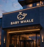 Enseigne lumineuse LED 3D en acier inoxydable de luxe, lettres en relief, logo d'entreprise personnalisé, enseigne LED pour boutique en extérieur